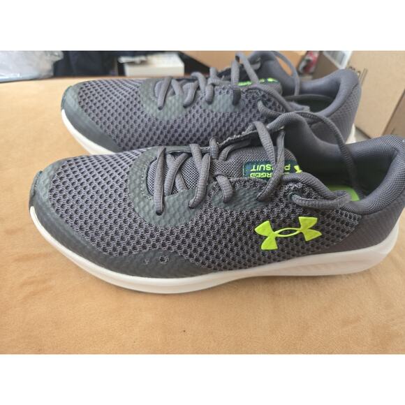 Under Armour Kids Charged Pursuit 3, Castlerock/High-Vis Yellow, Size 6 Y - Picture 5 of 9